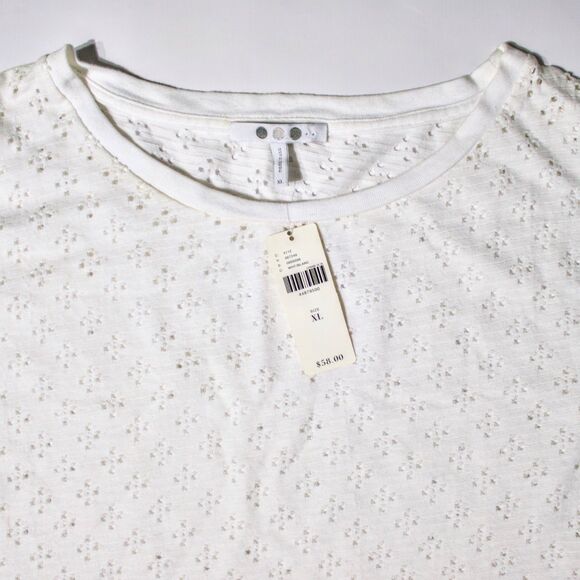 NWT Three Dots Anthropologie White Perforated Tank Ruffle Blouse Women Size XL - Picture 3 of 10